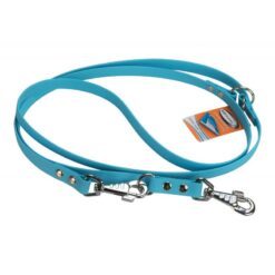 Laisse 3 points en biothane 16x2.40m turquoise